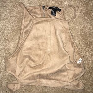 Tan suede crop top